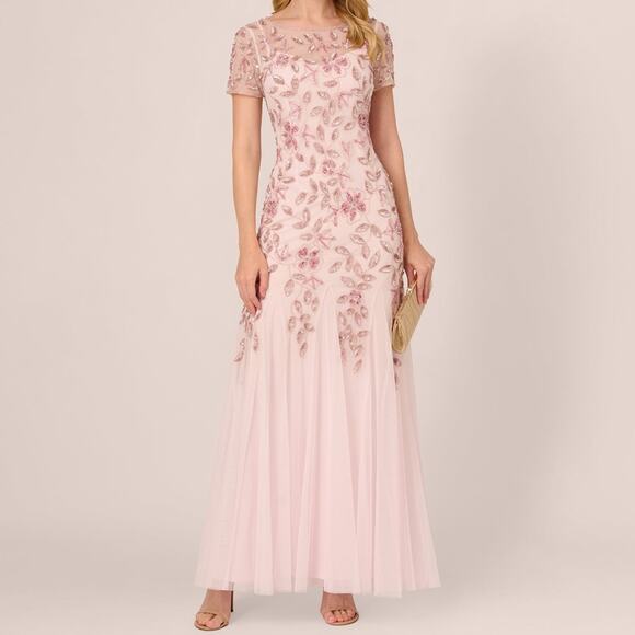 Adrianna Papell Blush Floral Maxi Dress - Picture 1 of 11